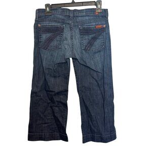 7 For All Mankind Crop Dojo Jeans Womens Size 26 Blue Denim Wide Leg Stretch USA